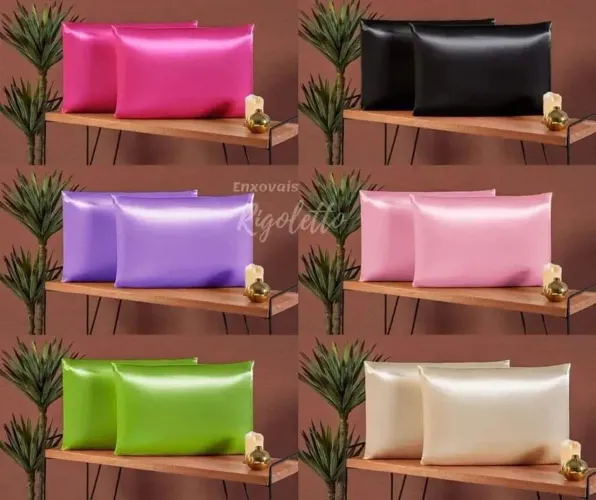 Kit 10 Jogo de Fronhas Travesseiros em Seda - Diversas Cores