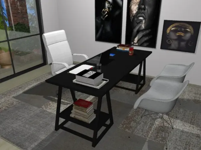 Mesa De Escritório Cavallete Deluxxe. Cadillac. L200cm x P70cm x A74cm