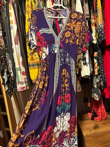 Vestido Longo Estampado Floral Roxo