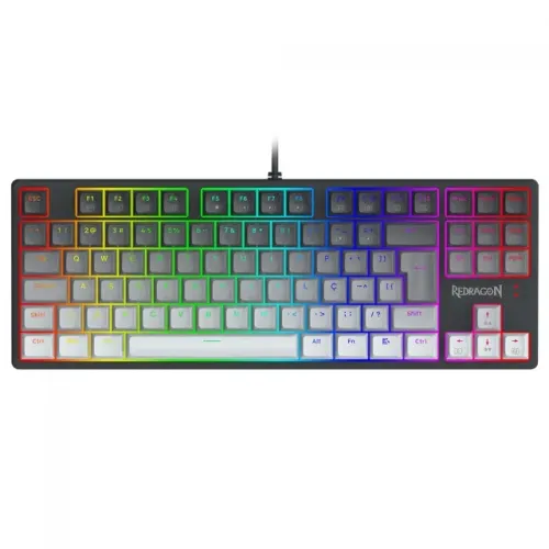 Teclado Mecânico 80% Redragon Daksa Black/Gray RGB Switch Brown - K576GG-RGB - WZetta