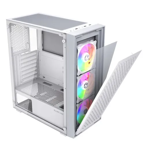 Gabinete Gamer Bluecase X-Frame SE White/Gray BG-050SEWGBX *Com 3 Fans Led Argb* - WZetta