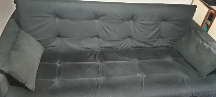 Sofá Cama 3 Lugares Reclinável Facility Veludo Preto