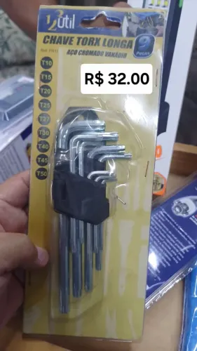 Chave Torx Longa 9 Peças Aço Cromado