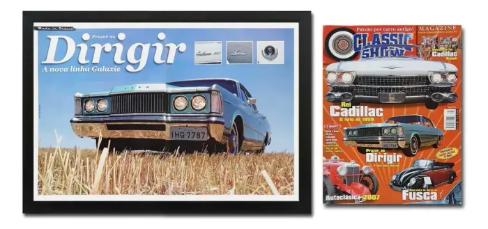 Kit Quadro Ford LTD Galaxie + Revista Classic com História - Auto Livraria