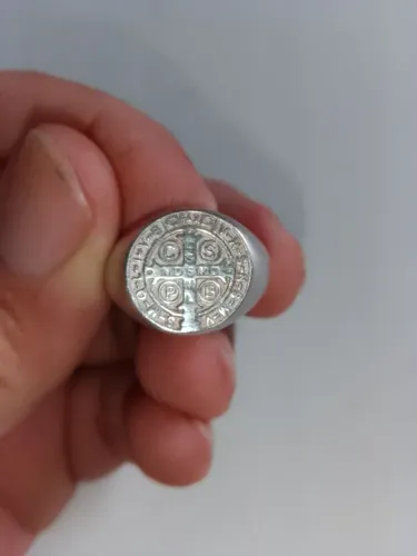 Anel de Prata 925 legítima oração de São Bento 