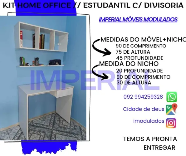 Kit Home Office Estudantil com divisória