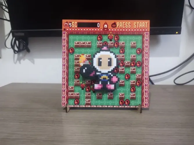 Placa Decorativa 3D - Quadro do Bomberman