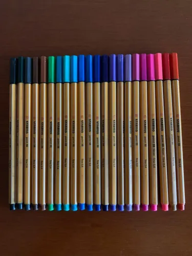 Conjunto canetas coloridas stabilo usadas