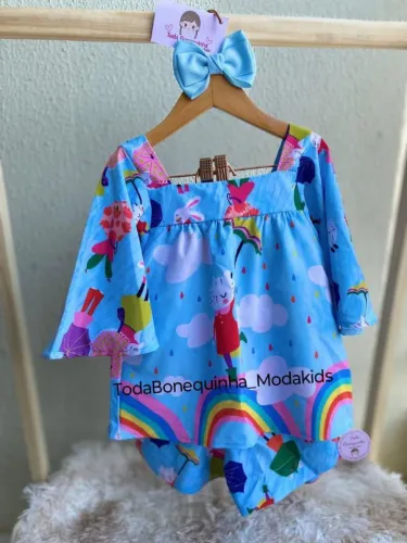 Roupa para menina/ colorida estampa verão, Conjunto