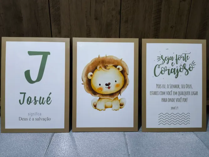 Kit Quadros para Quarto Infantil - Escolha seu nome - Tema Safari
