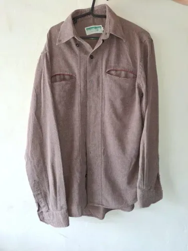 Camisa social BUFREM marrom de algodão. TAMANHO G. MASCULINA.