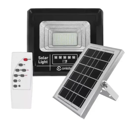 Refletor Solar LED com Painel e Controle Remoto - Iluminação Externa