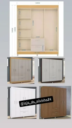 Guarda-Roupa 6 Portas 2 Gavetas - Diversas Cores