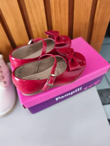 Sapatilha Infantil Vermelha Pampili com Laço N°21