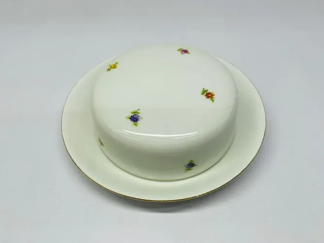  Manteigueira em porcelana Renner com Detalhes Florais