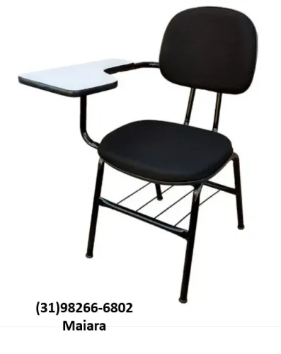 Cadeira universitária secretaria estofada com gradil