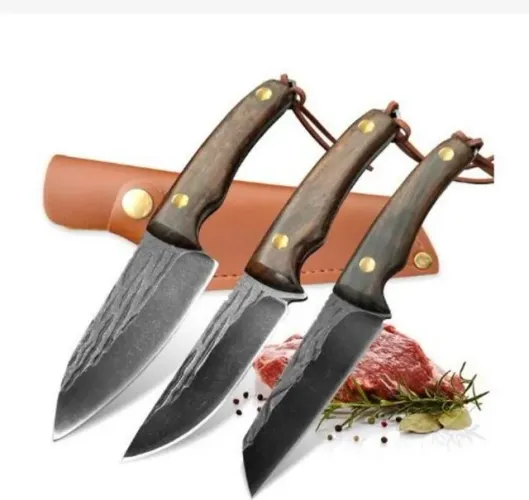 Faca Artesanal Handmade Forjada Cabo em Madeira