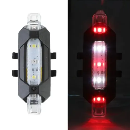 Par Luz Farol Bicicleta Pisca LED Branco com Vermelho - 4 Modos