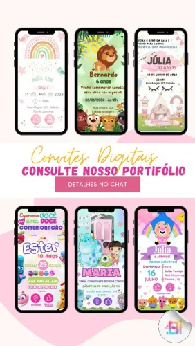 CONVITE DIGITAL SIMPLES/ INTERATIVO/DESENHOS