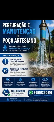 trabalhamos com perfuração e manutenção de poço artesiano