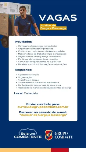Vagas de carga e descarga e servente de pedreiro 