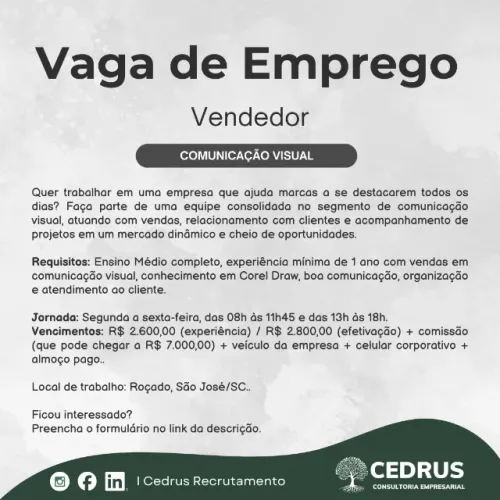 Vendedor - Comunicação Visual