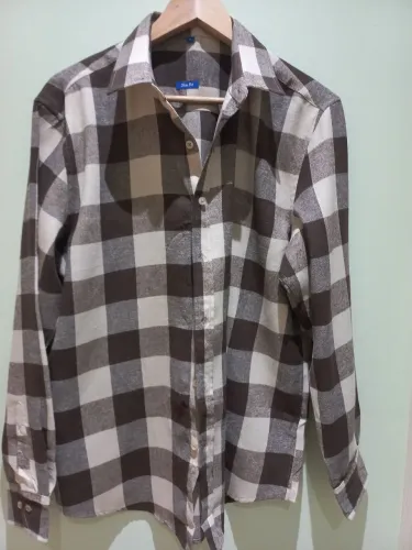 Camisa masculina xadrez marrom - Tam. 4 (Veste G) - NOVA