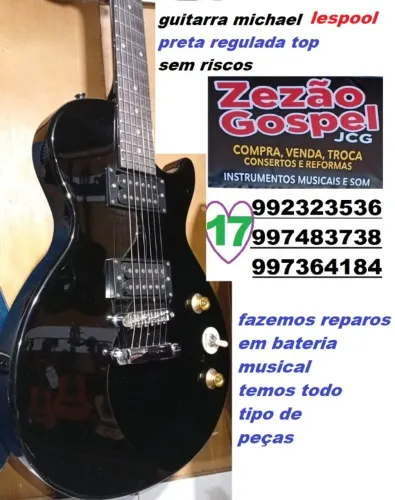 guitarra lespoul michael preta regulada top venda 920,rs 12x87,rs para trocas 1.100,rs