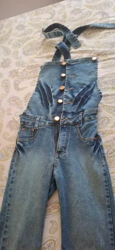 Macacão jeans longo tamanho 38