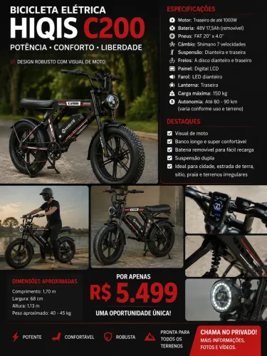 ? BICICLETA ELÉTRICA HIQIS C200 ? R$ 5.499 ?