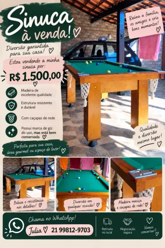 Sinuca à venda