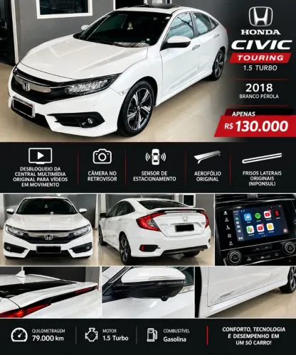Honda Civic Sedan Touring 1.5 Turbo 16V Aut.4p 2018