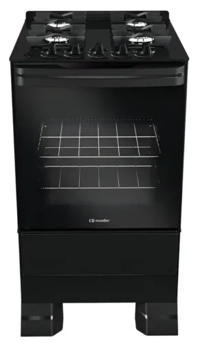 Vendo fogão Mueller 4 bocas, modelo MFV4BF, na cor preta e com mesa de vidro