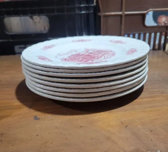 Vendo 8 pratos de sobremesa de porcelana Porto Ferreira, datado da década de 60