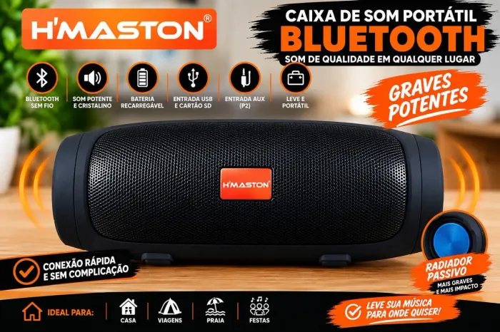 Caixa de Som Portátil H?MASTON H007 Bluetooth