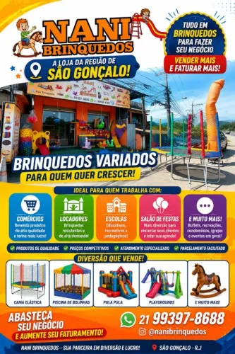 Brinquedos para Playgrounds, Area Kids, Comércios,Creche e Escolass