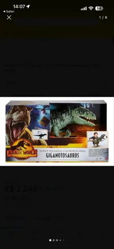 Dinossauro Jurassic world gigante 1 metro gigantossaro 