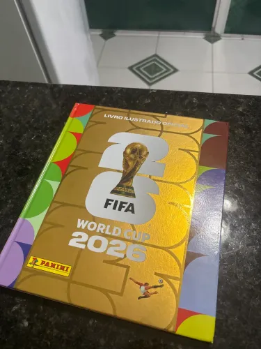 Álbum da copa do mundo 2026 capa dura dourado 30% completo
