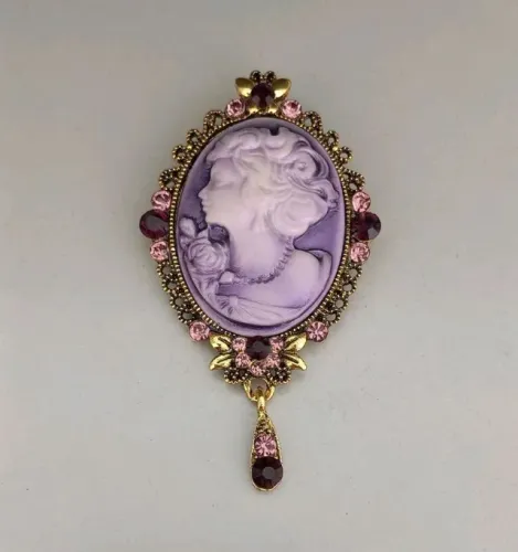 Broche de Camafeu Roxo Oval (novo)