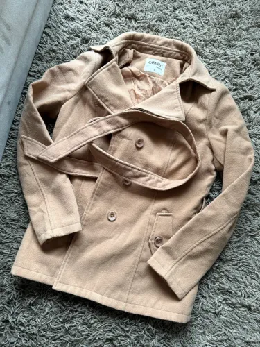 Casaco TAM G bege feminino estilo sobretudo 