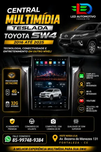 Central Multimídia Tesla Da Toyota SW4 2016 até 2025