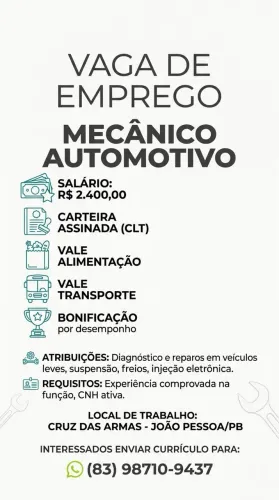 Vaga mecânico automotivo