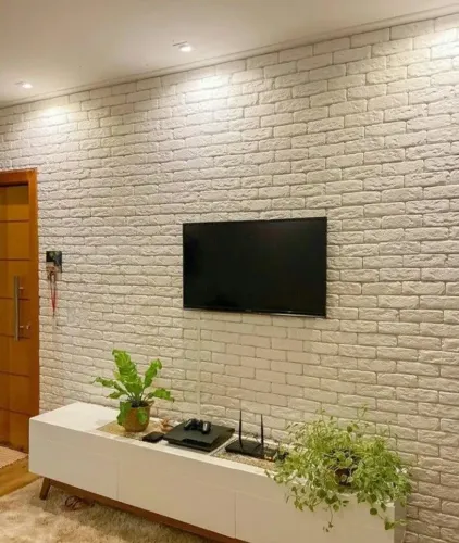Parede de tijolo branco para decoração