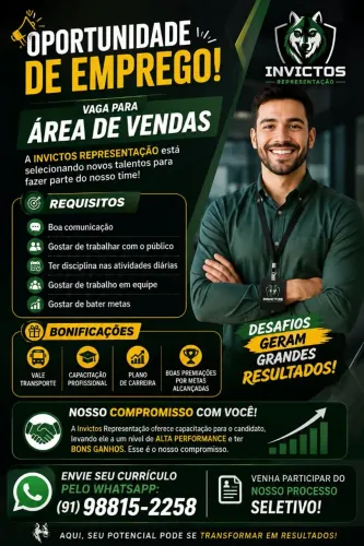 Vaga de Emprego - BELÉM/PA Área de Vendas