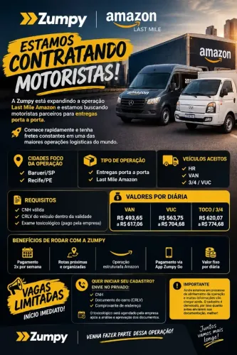 vaga para motorista entregador para amazon