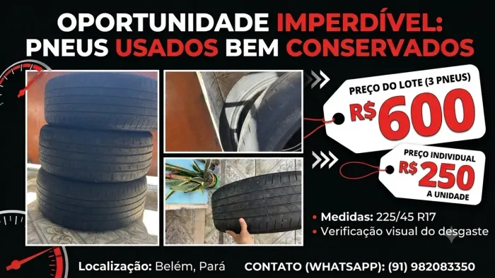 Jogo de Pneus 225/45 R17 (Avulsos ou Combo) - Ótimo Preço!