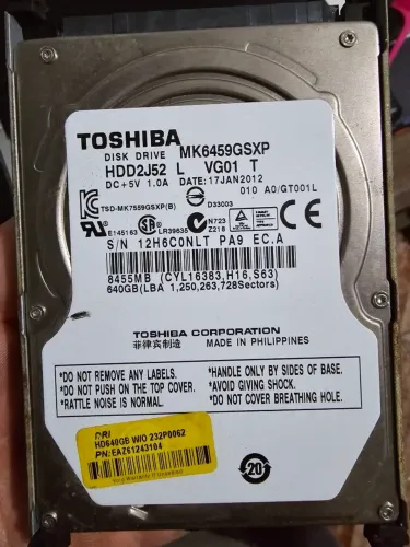 Hd para Notebook - 640Gb de memória