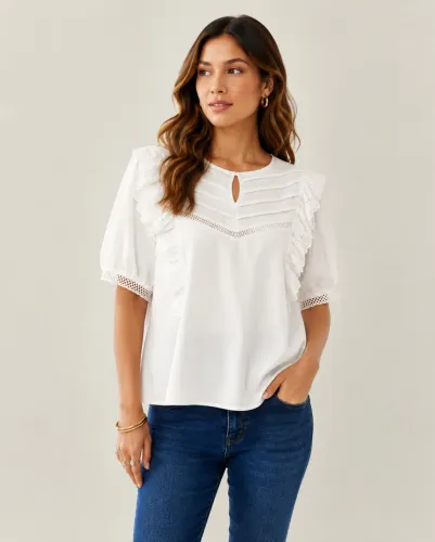 Vendo Blusa Branca com Detalhes em Renda Tamanho M Nova