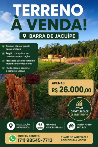 Vendo Terreno em Barra de Jacuipe