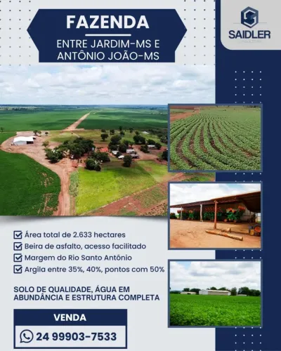 Fazenda com 2.633 hectares no MS